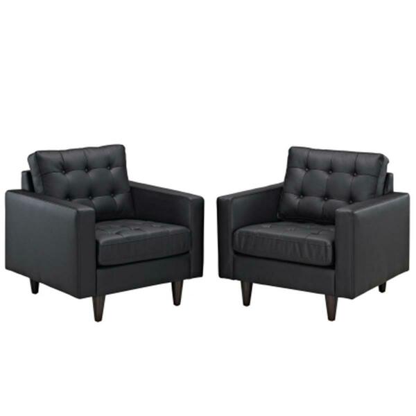 East End Imports Empress Armchair Leather- Black, 2PK EEI-1282-BLK